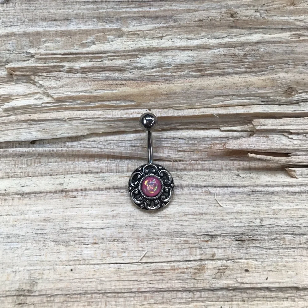 Pink Opal Belly Button Ring‎